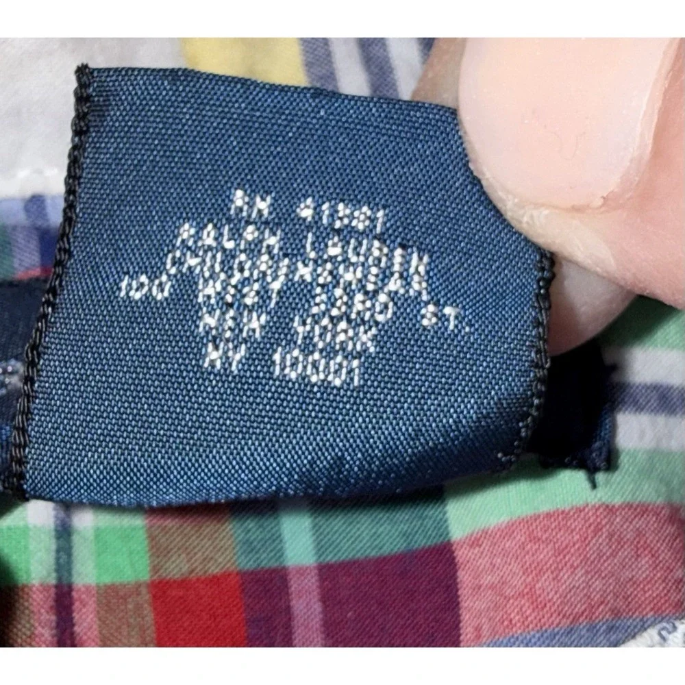Ralph Lauren Infant Boys ShortSleeve Mult Plaid Shirt-Sz 18 M-Button Down Collar